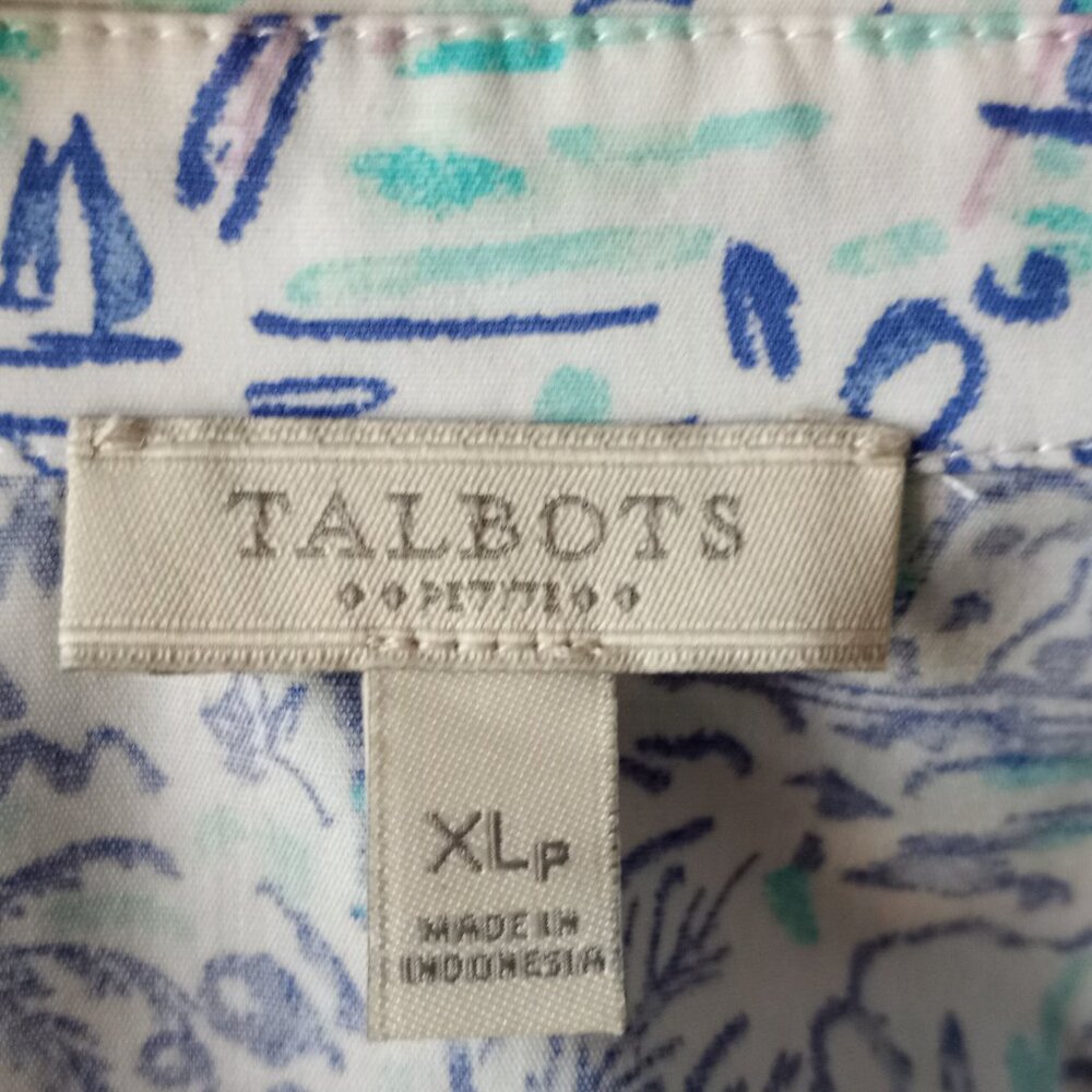 NWOT 'Talbots' Sleeveless Tropical themed Blouse Size XLp 100%Cotton - Picture 3 of 11